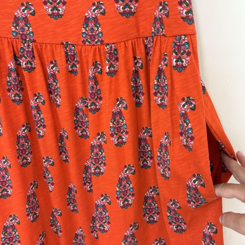 Boden Paisley Maxi Dress US 14 Red Sleeveless Tiered Pockets Cotton Blend NWT - Picture 6 of 10